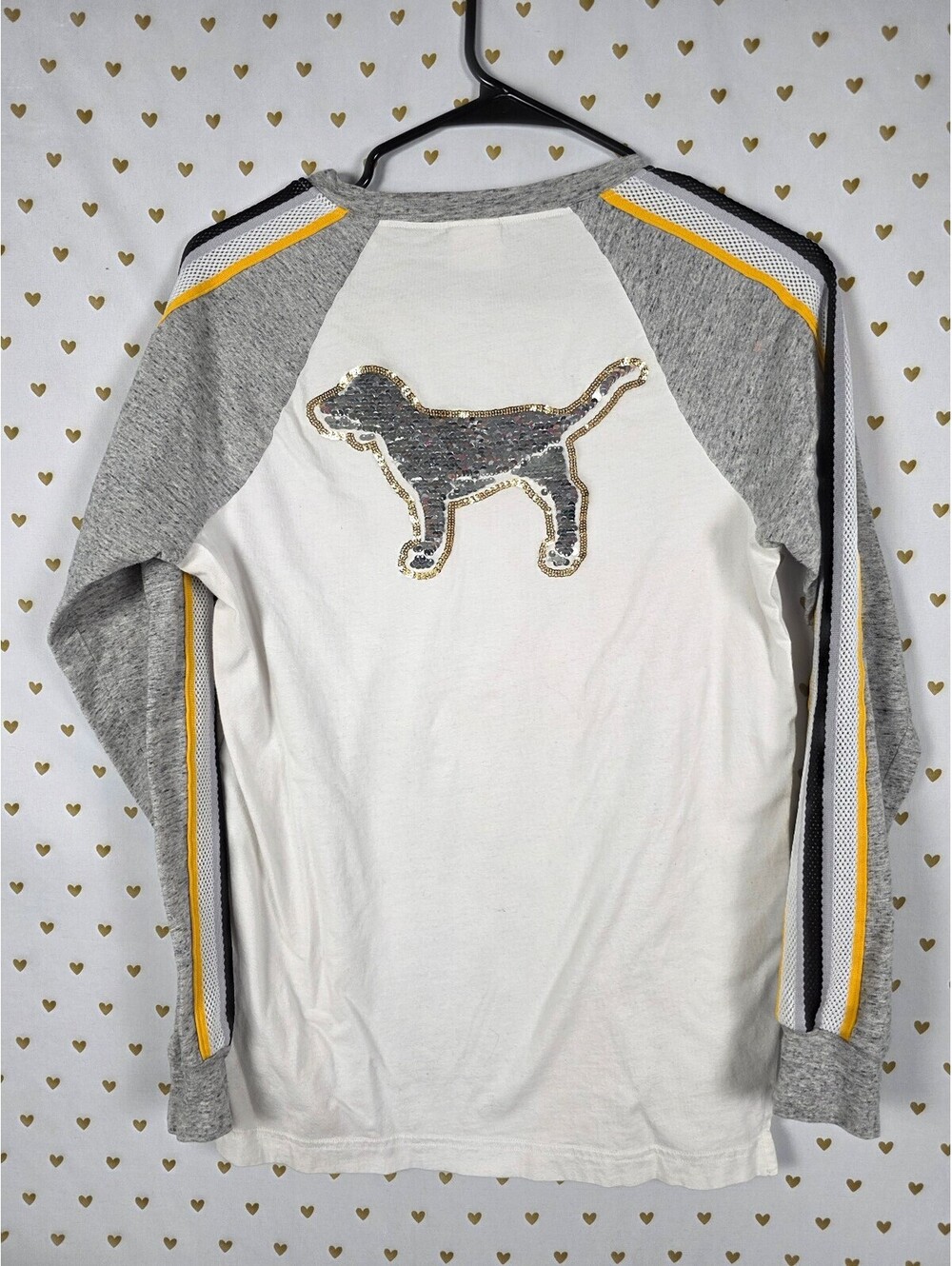 Victorias Secret PINK Bling Dog XS Tee Shirt Long Sleeve Sequined